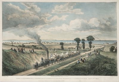 Vista del ferrocarril de Canterbury y Whitstable desde Church Street tomada el día de la inauguración, 3 de mayo de 1830 de Thomas Mann Baynes
